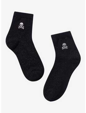 Skull & Crossbones Glitter Ankle Socks, , hi-res