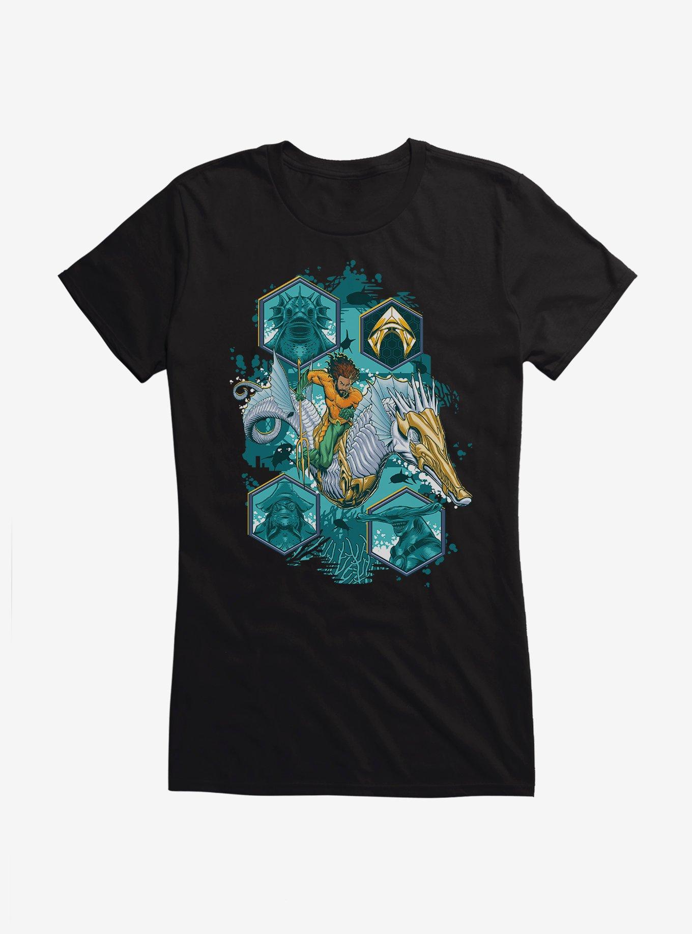 Aquaman Collage Symbols Girls T-Shirt