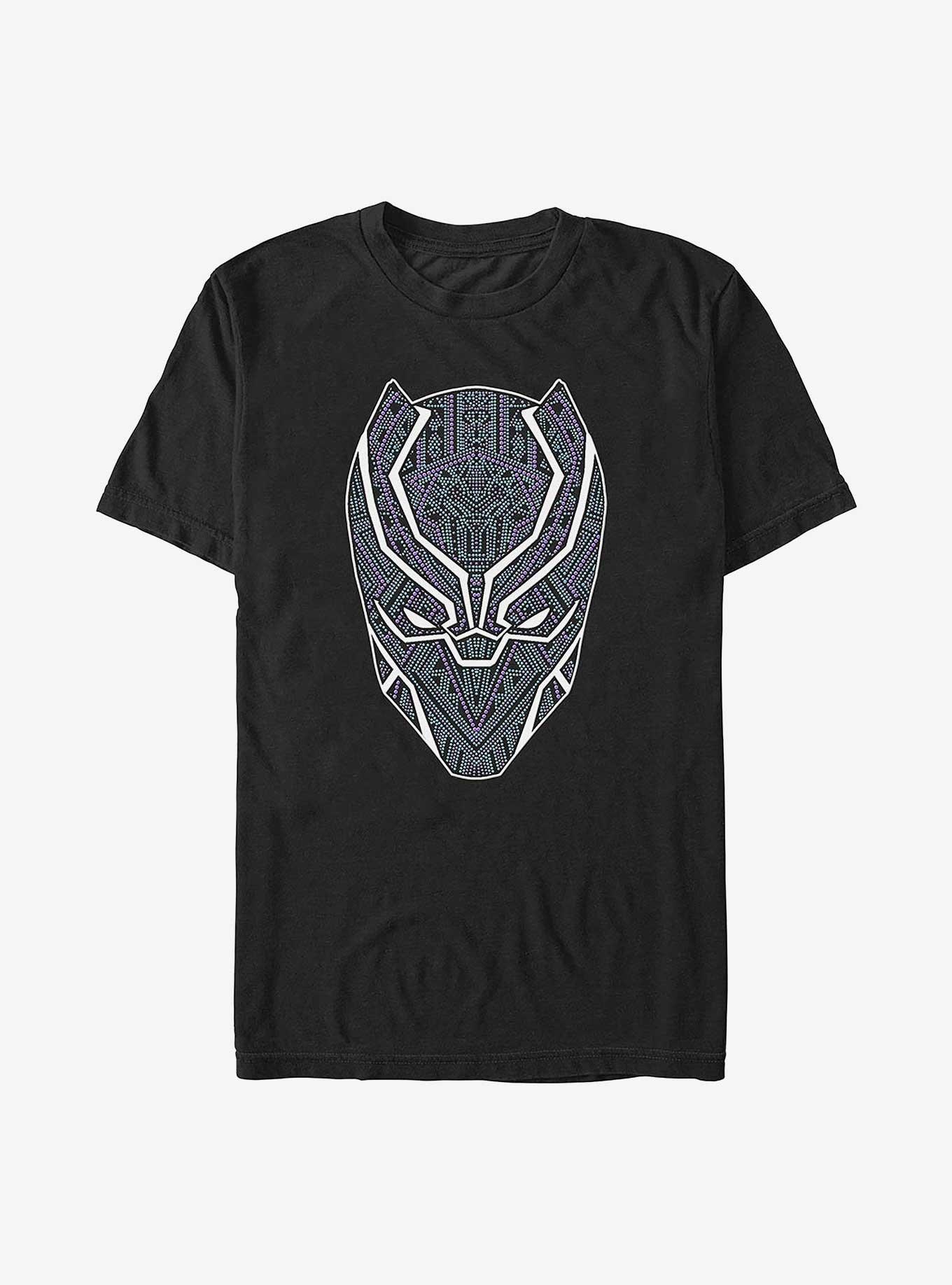 Marvel Black Panther Logo Textured Print T-Shirt, BLACK, hi-res