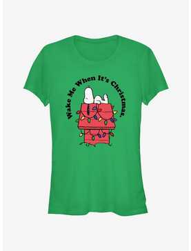 Peanuts Snoopy Wake Me When It's Christmas Girls T-Shirt, , hi-res
