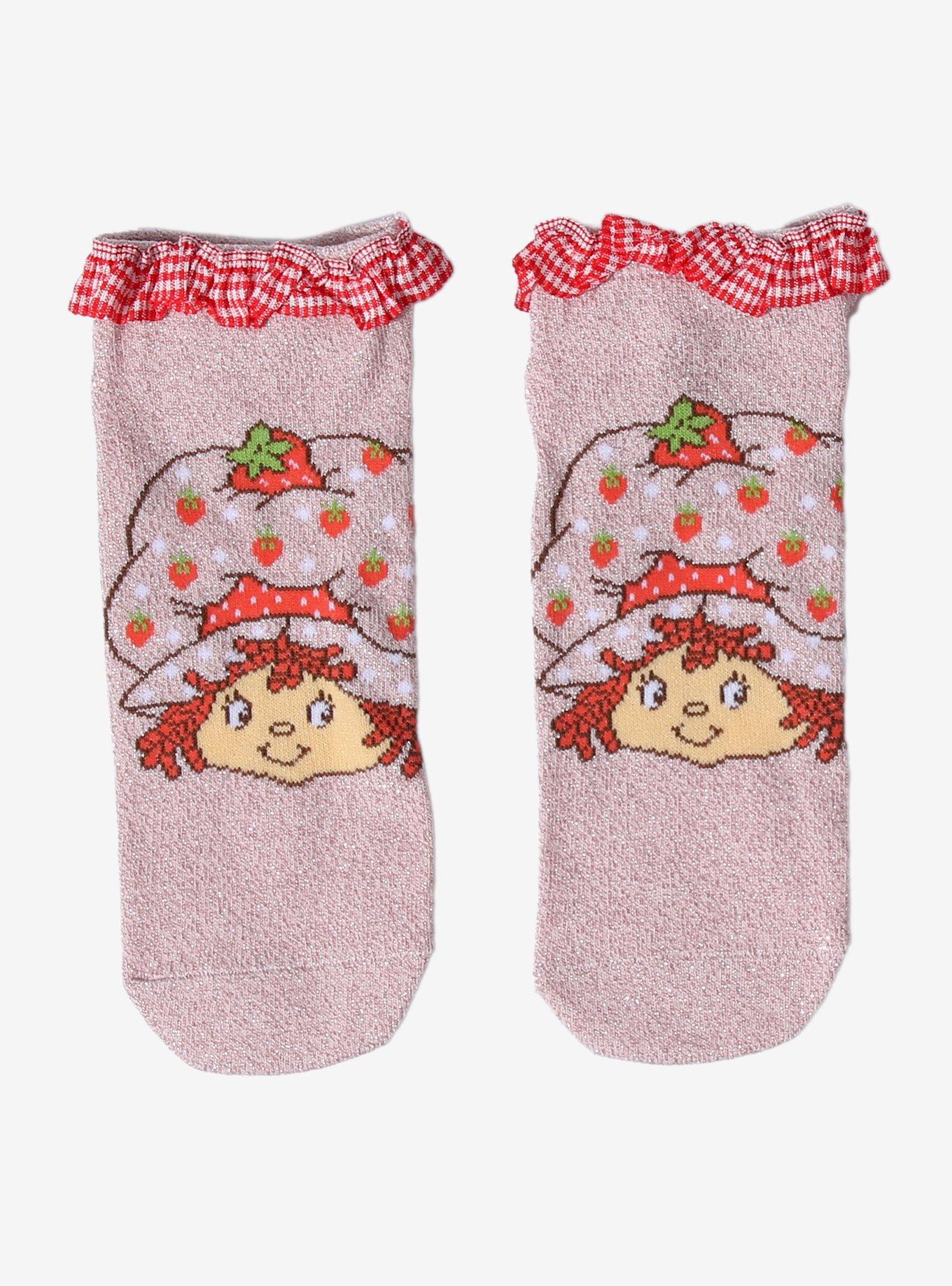 Strawberry Shortcake Plaid Ruffle No-Show Socks, , hi-res