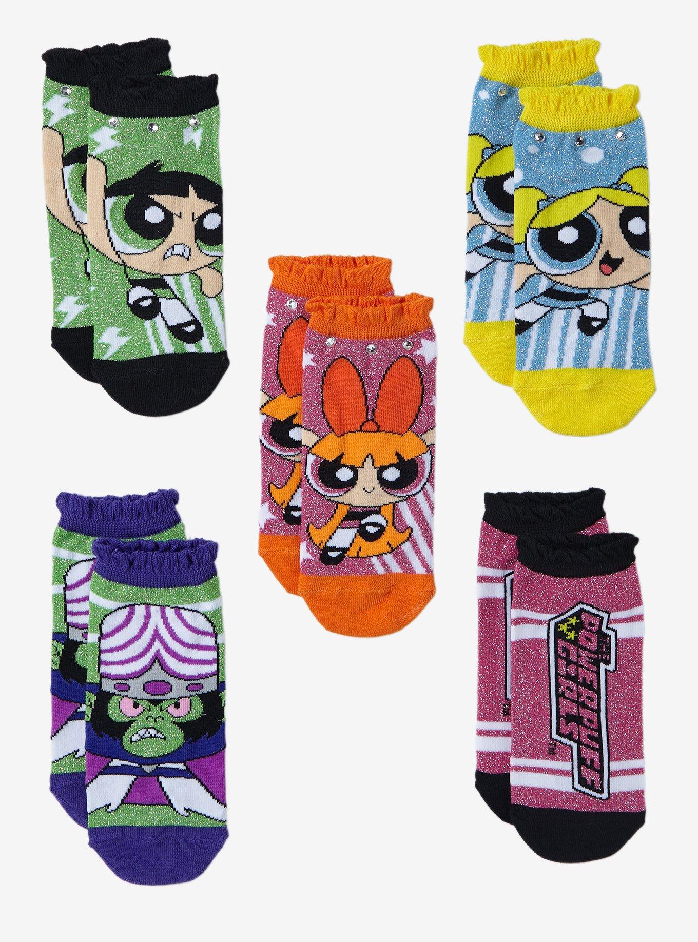 Powerpuff Girls Trio & Mojo Jojo No-Show Socks 5 Pair, , hi-res