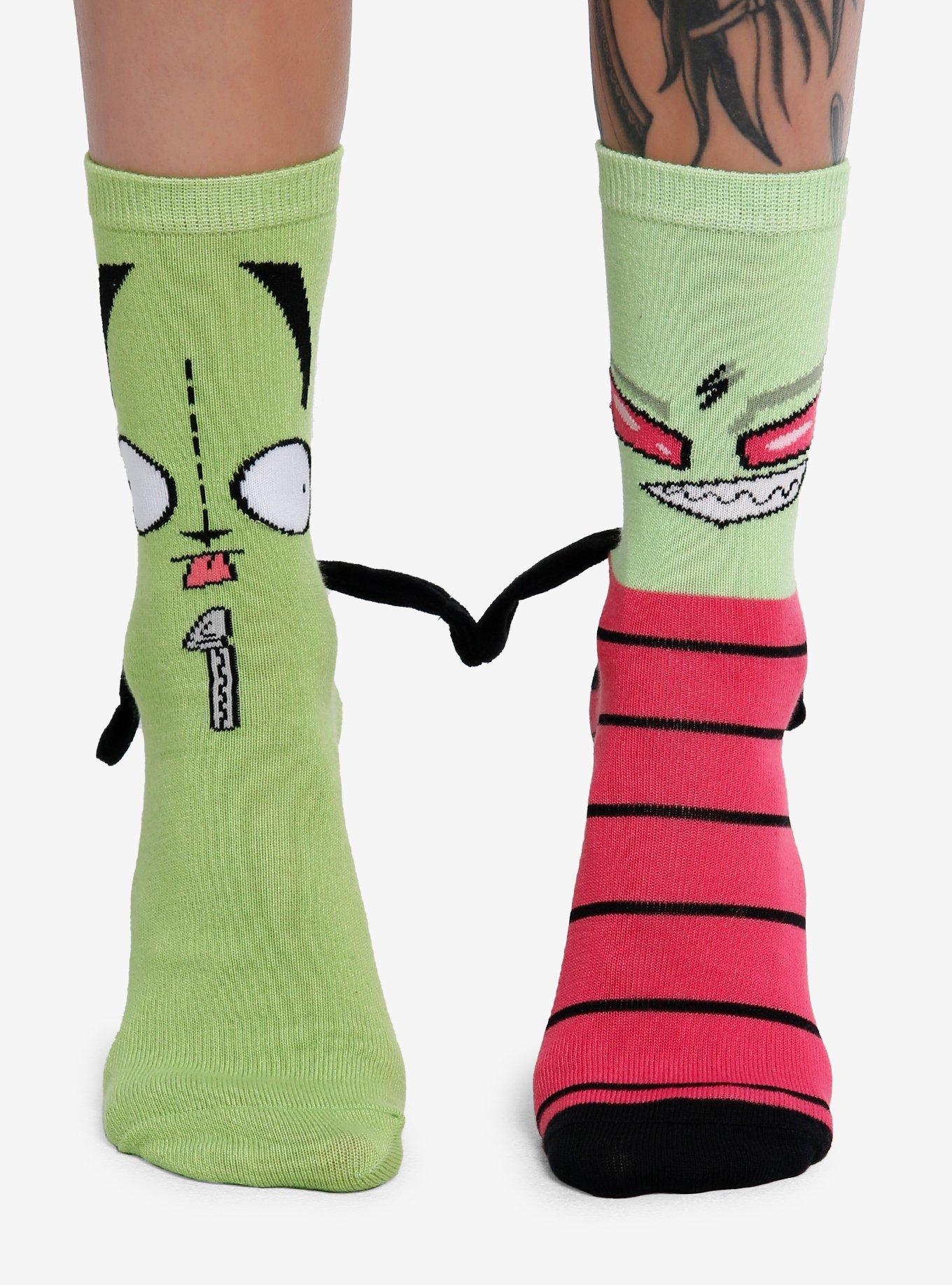 Invader Zim GIR & Zim Magnetic Arms Mismatch Crew Socks, , hi-res