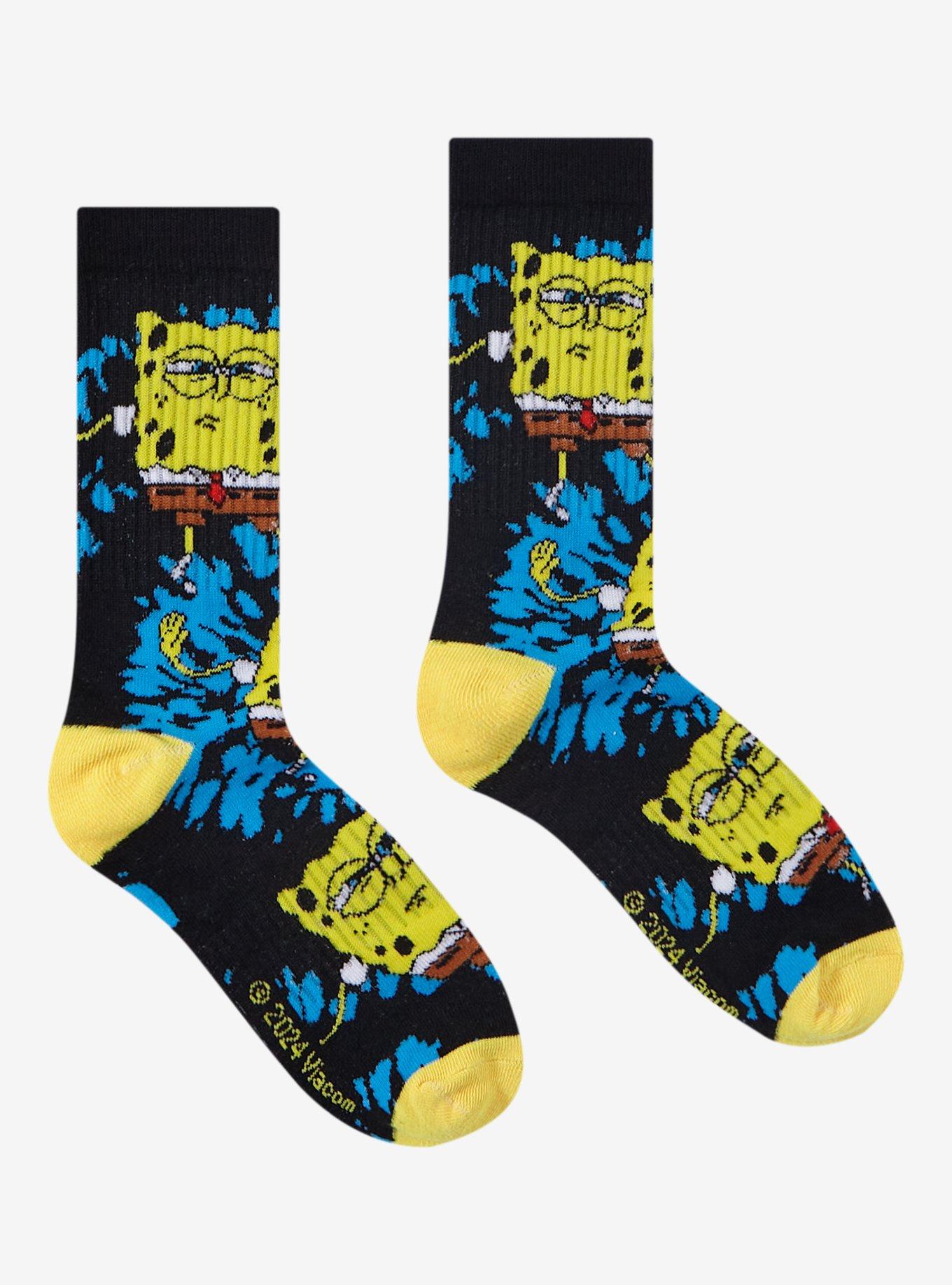 SpongeBob SquarePants Dance Tie-Dye Glow-In-The-Dark Crew Socks, , hi-res