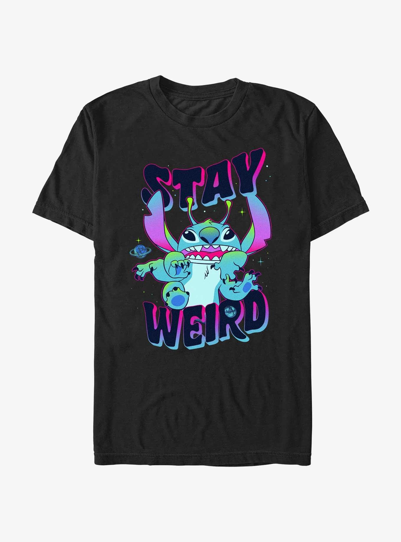 Disney Lilo & Stitch Stay Weird Alien Ultra Vibrant T-Shirt, BLACK, hi-res
