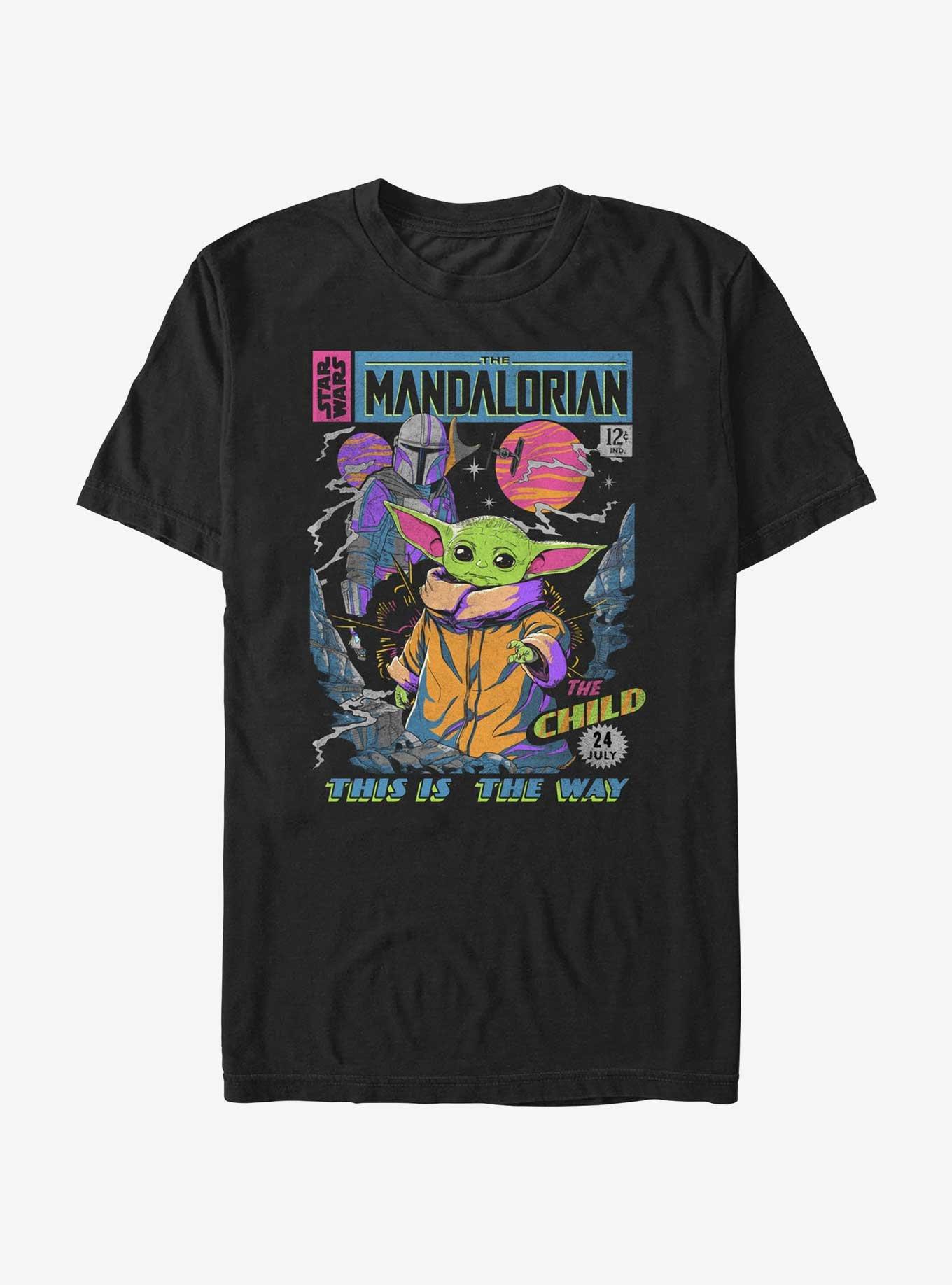 Star Wars The Mandalorian Grogu This Is The Way Comic Cover Ultra Vibrant T-Shirt, BLACK, hi-res