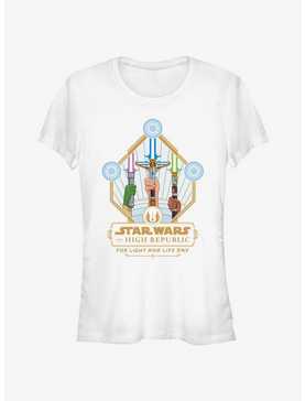 Star Wars Life Day Lightsaber Trio Badge Girls T-Shirt, , hi-res
