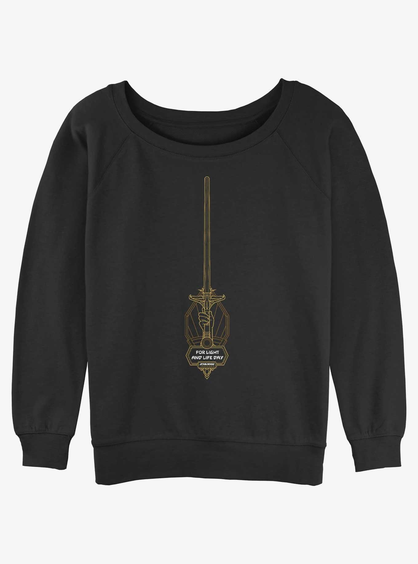 Star Wars Life Day The High Republic Lightsaber Outline Girls Slouchy Sweatshirt, BLACK, hi-res