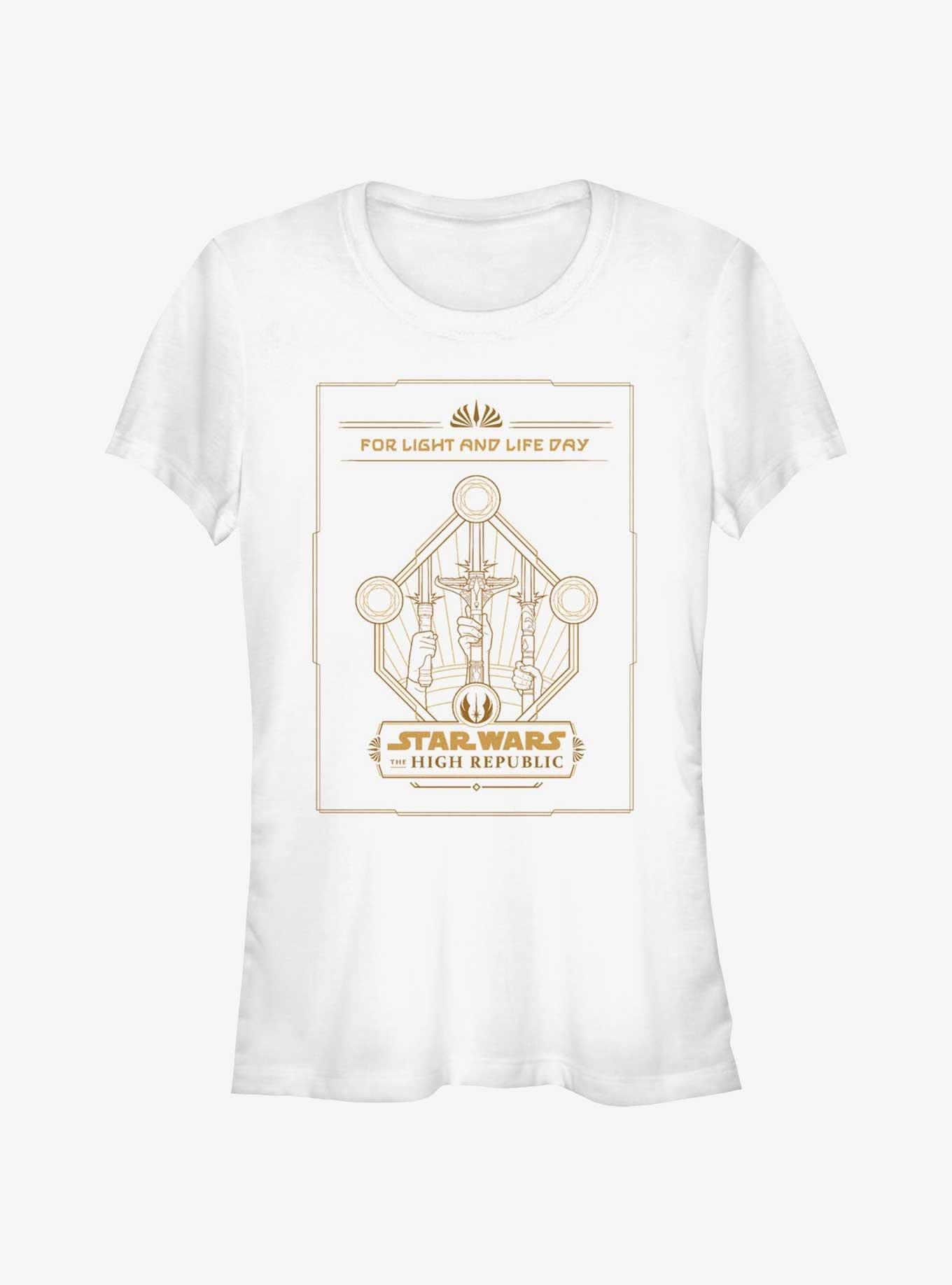 Star Wars Life Day Lightsabers On High Girls T-Shirt, WHITE, hi-res