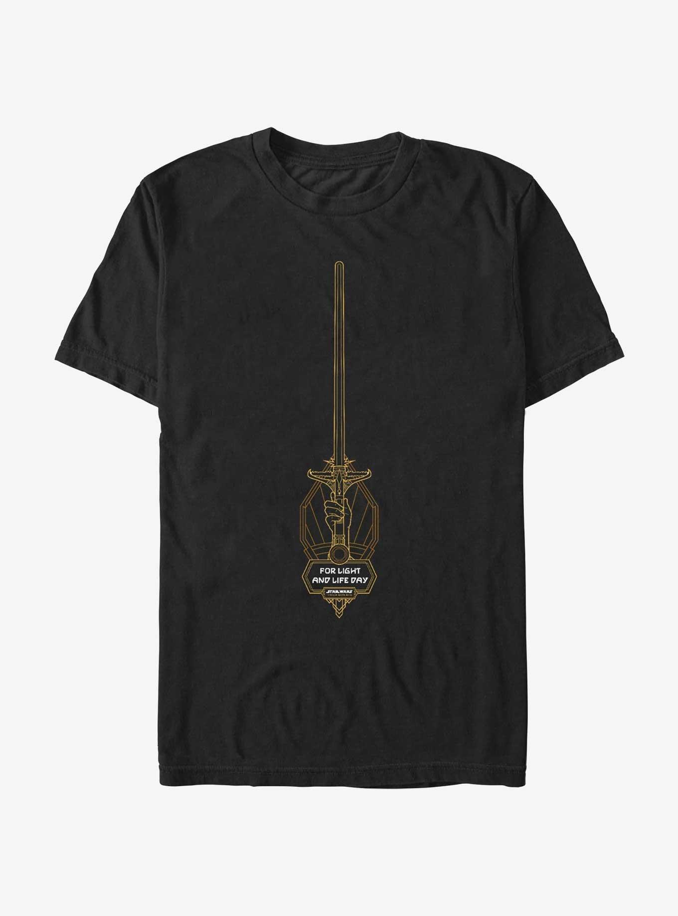 Star Wars Life Day The High Republic Lightsaber Outline T-Shirt, BLACK, hi-res