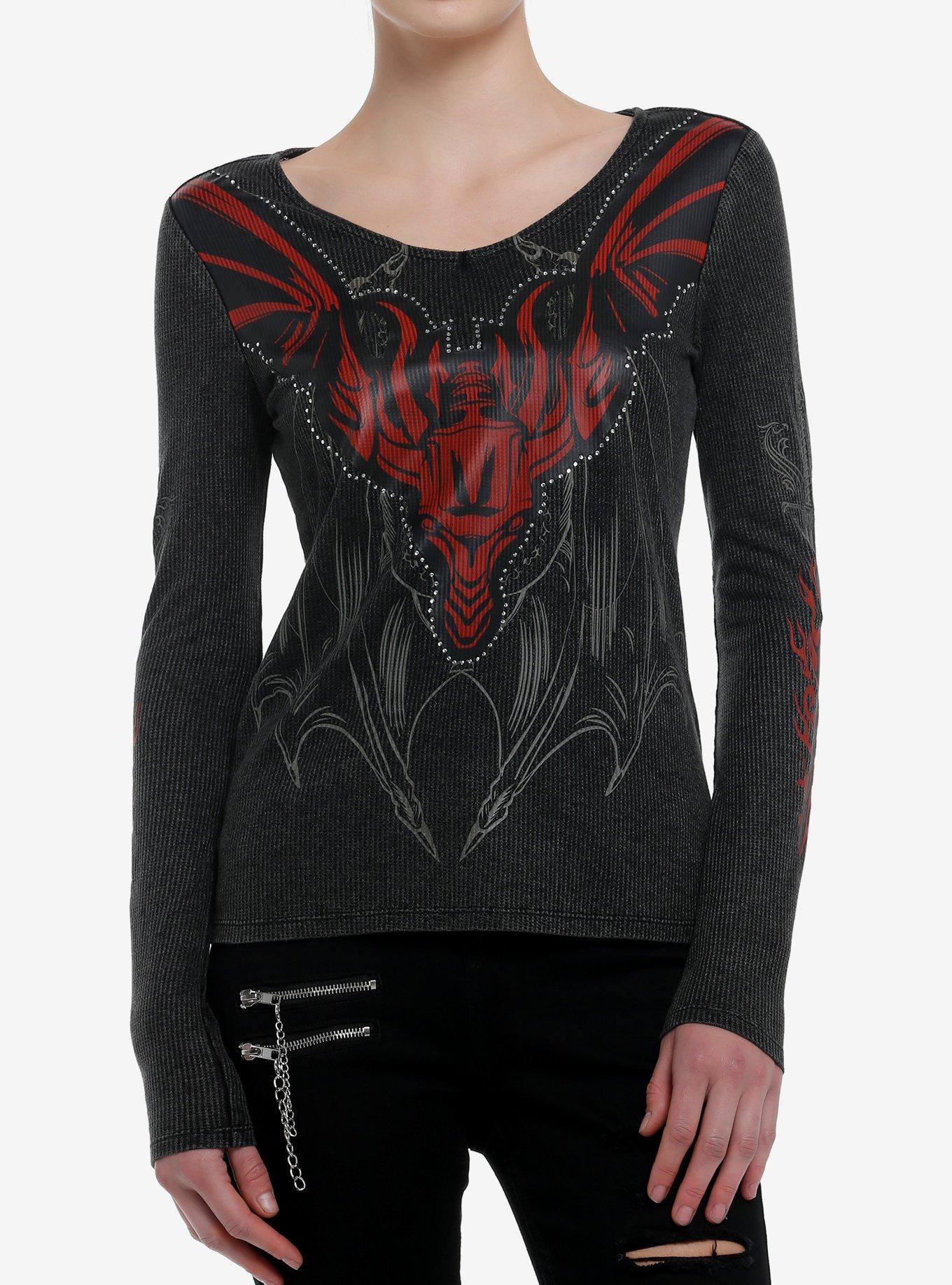 House Of The Dragon Red Dragon Rhinestone Long-Sleeve Thermal Top, MULTI, hi-res