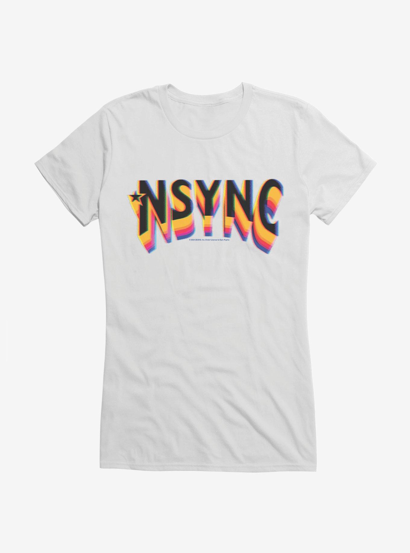 NSYNC Rainbow Fade Logo Girls T-Shirt, WHITE, hi-res