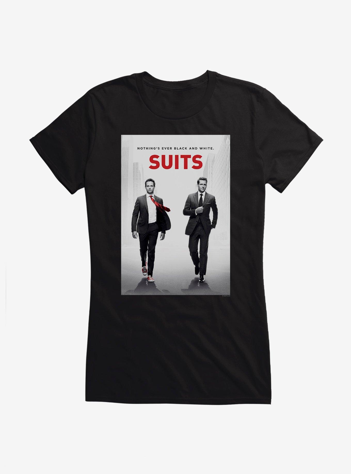Suits Nothing's Ever Black And White. Girls T-Shirt, , hi-res