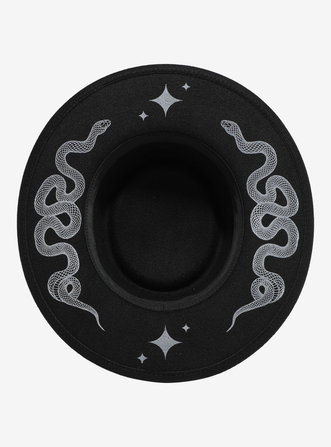 Snake & Star Black Wide Brim Hat, , hi-res