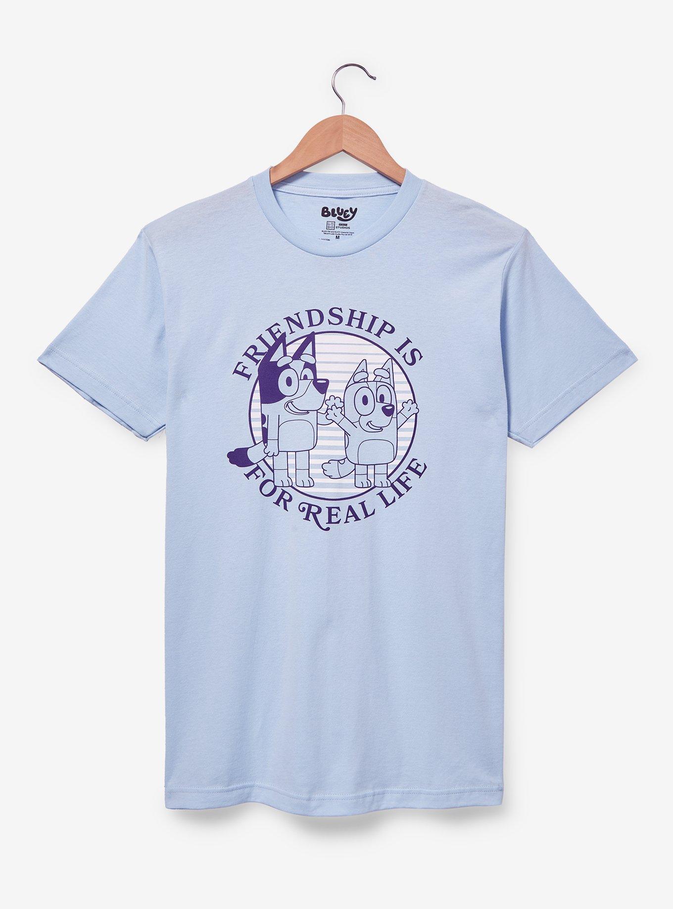 Bluey Friendship Is For Real Life Tonal Portrait Women's T-Shirt &mdash; BoxLunch Exclusive, BLUE AIR, hi-res