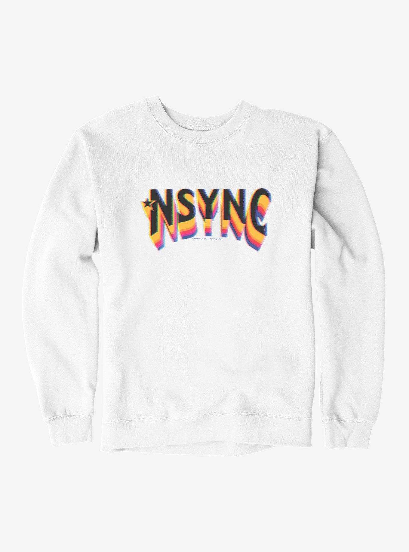 NSYNC Rainbow Fade Logo Sweatshirt, WHITE, hi-res