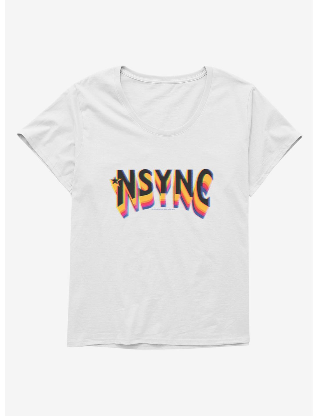 NSYNC Rainbow Fade Logo Womens T-Shirt Plus Size, WHITE, hi-res