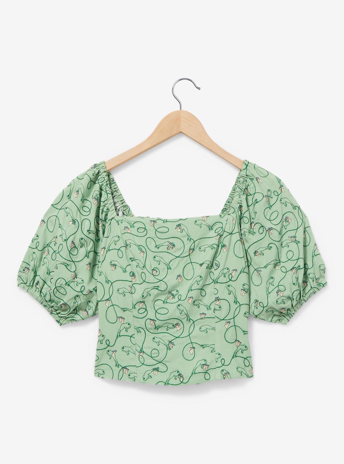 Her Universe Star Wars The Mandalorian Grogu Women's Crop Top &mdash; BoxLunch Exclusive, SAGE, hi-res