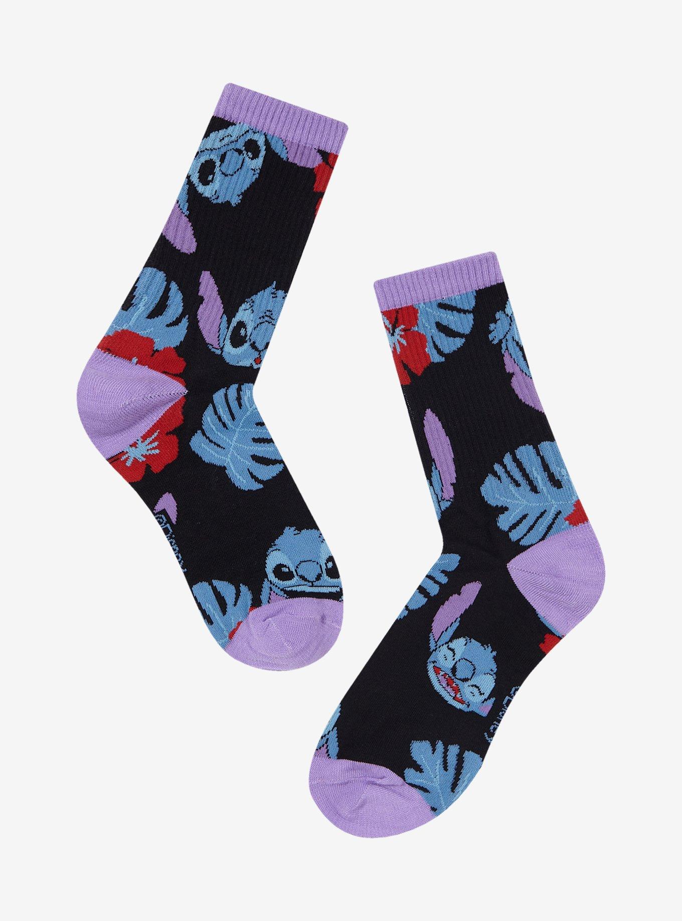 Disney Lilo & Stitch Palm Frond Allover Print Crew Socks — BoxLunch Exclusive, , hi-res