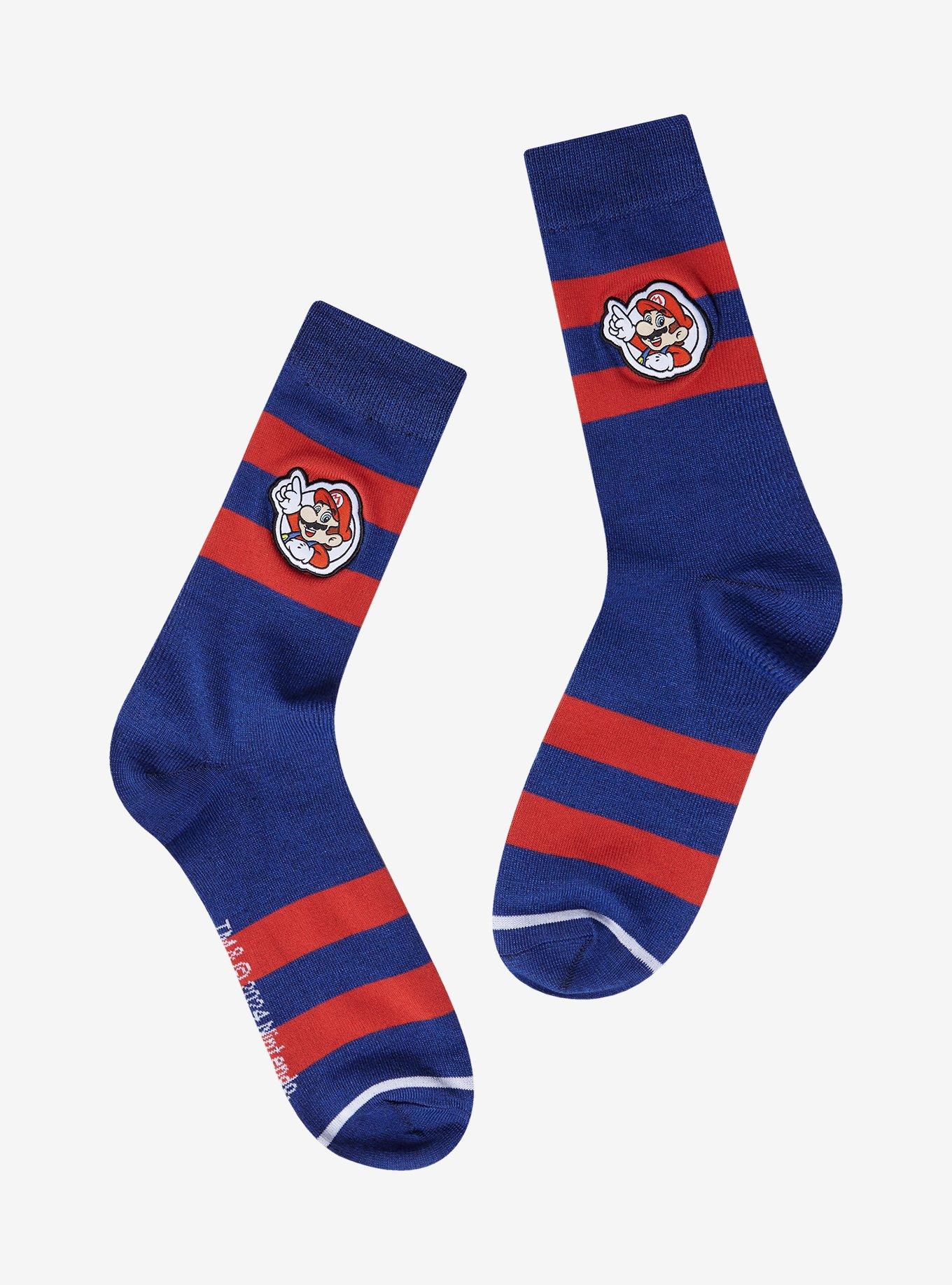 Super Mario Blue & Red Stripe Crew Socks