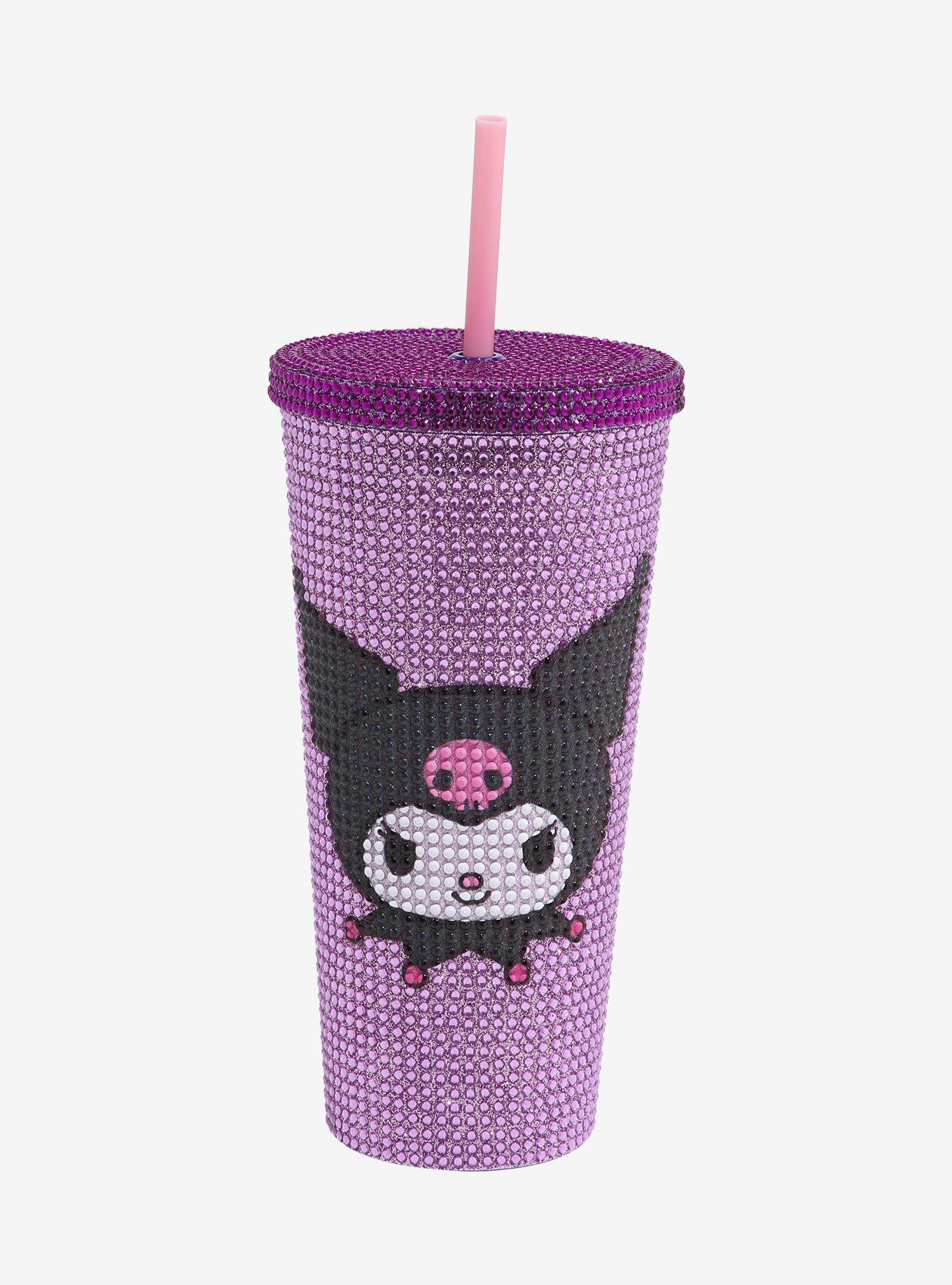 Kuromi Face Rhinestone Acrylic Travel Cup, , hi-res