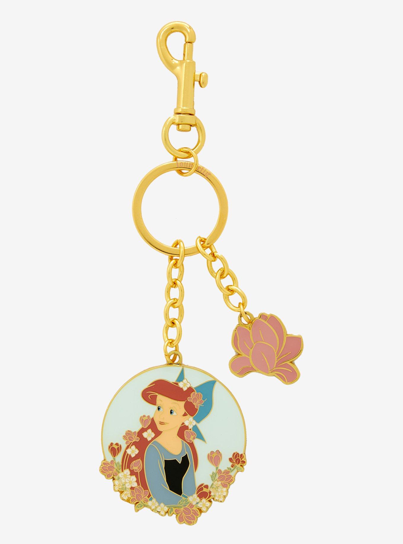 Disney The Little Mermaid Ariel Floral Portrait Keychain — BoxLunch Exclusive, , hi-res