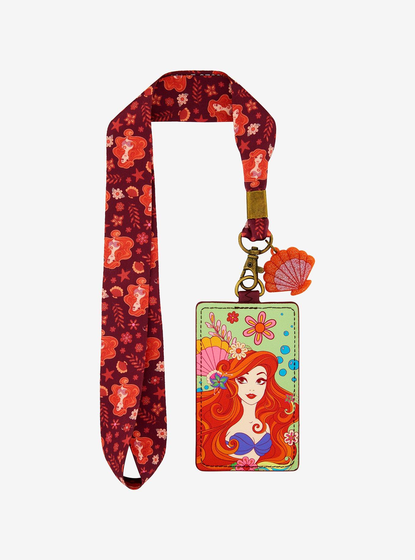 Disney The Little Mermaid Ariel Red Floral Lanyard — BoxLunch Exclusive, , hi-res