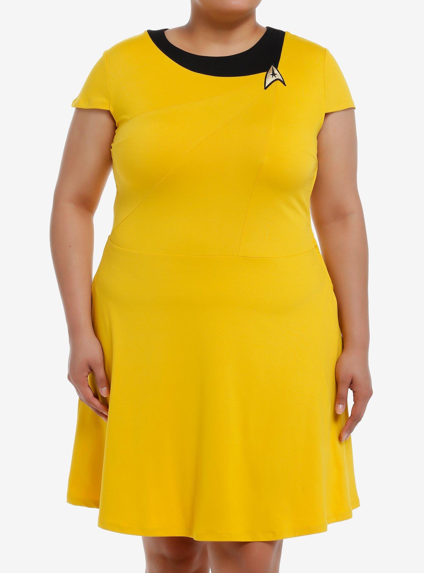 Her Universe Star Trek Command Uniform Dress Plus Size Her Universe Exclusive, GOLDEN YELLOW, hi-res