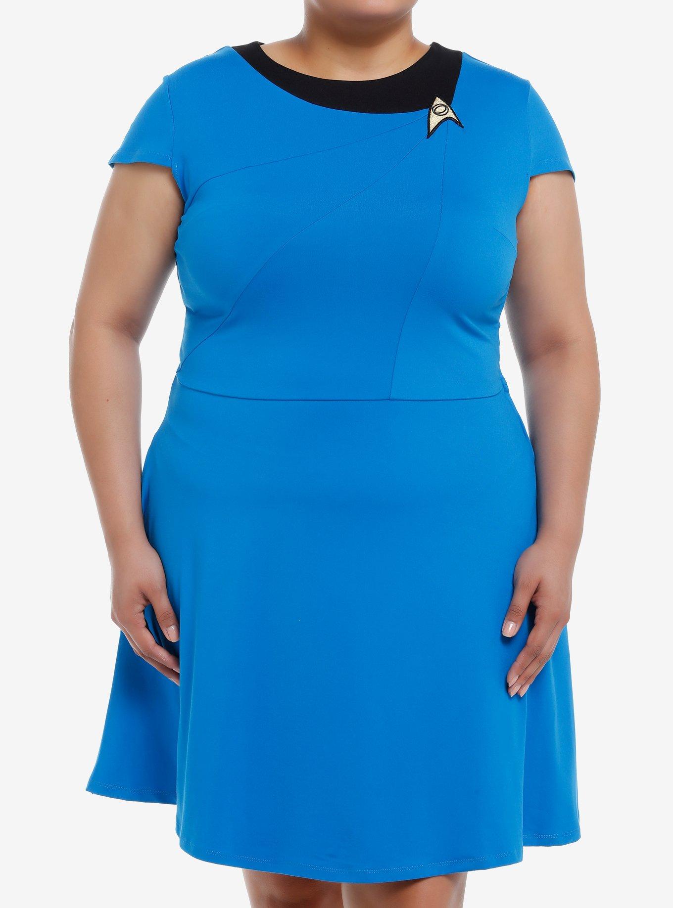 Her Universe Star Trek Sciences Uniform Dress Plus Size Her Universe Exclusive, BLUE, hi-res