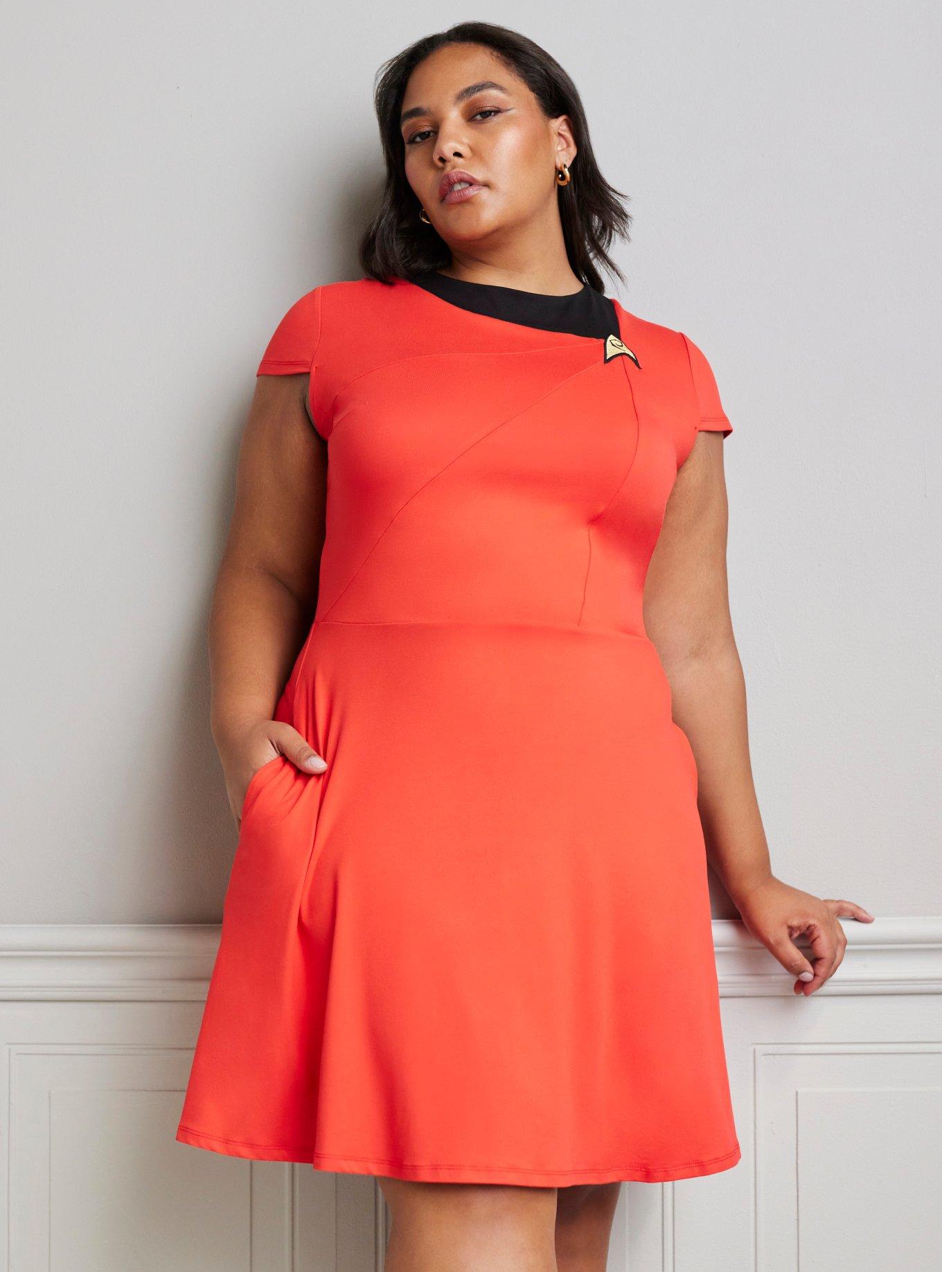 Her Universe Star Trek Operations Uniform Dress Plus Size Her Universe Exclusive, RED, hi-res