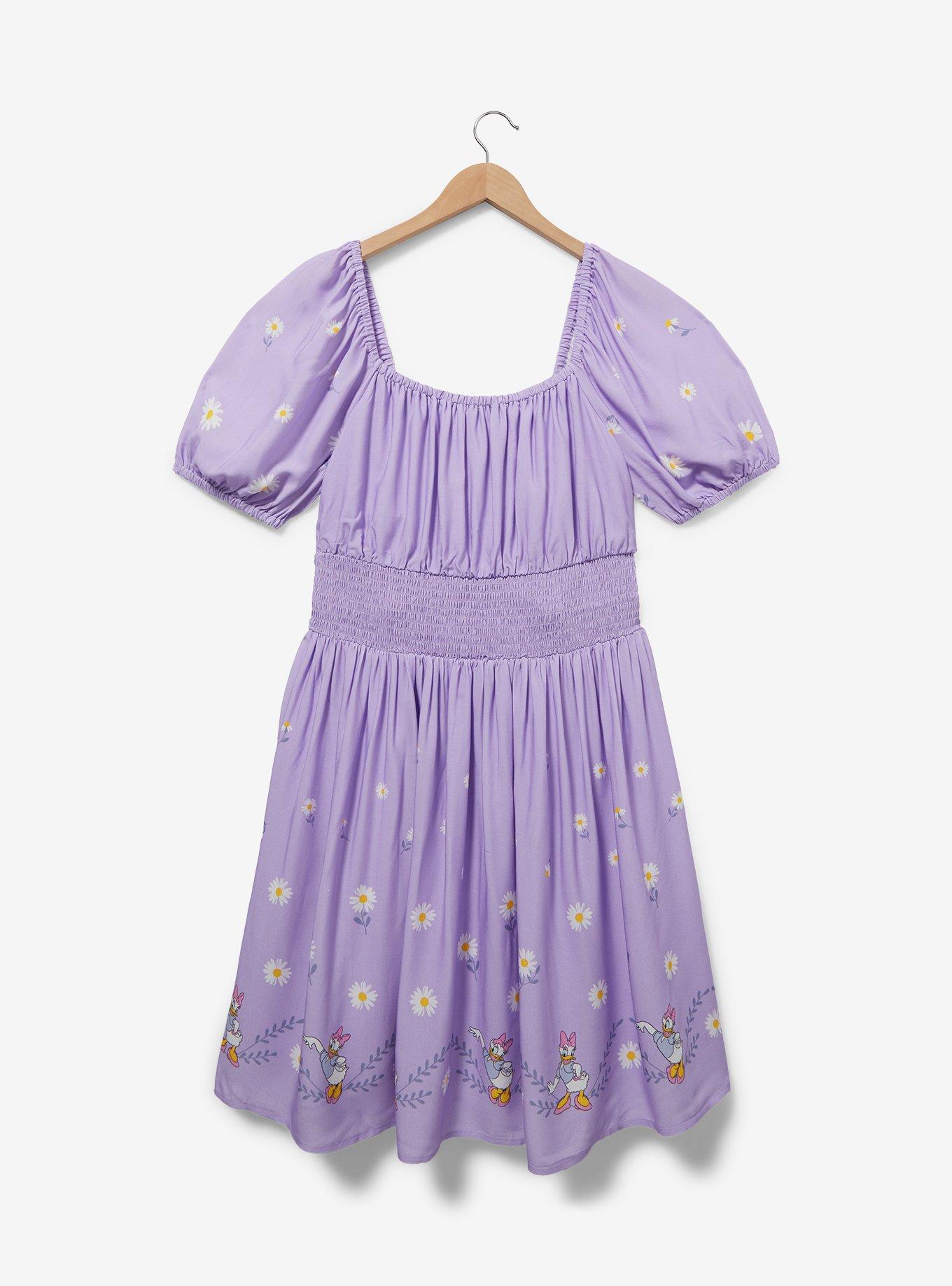 Disney Daisy Duck Smock Waist Plus Size Dress &mdash; BoxLunch Exclusive, LAVENDER, hi-res