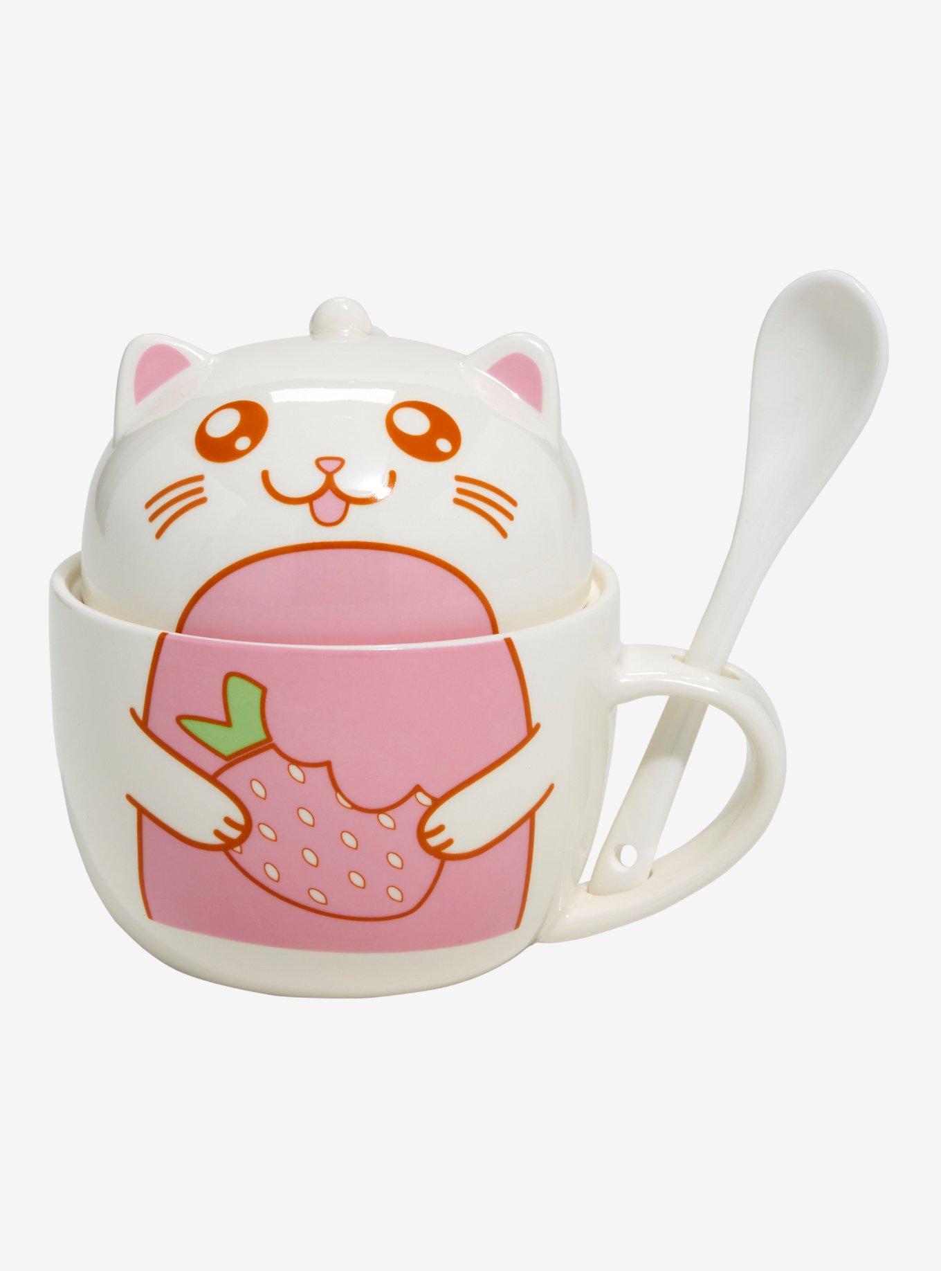 Strawberry Cat Stacking Mug & Spoon Set, , hi-res