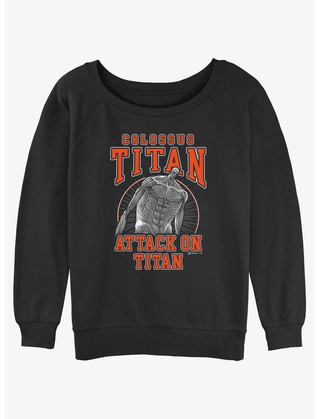 Attack on Titan Colossus Titan Jersey Girls Slouchy Sweatshirt, BLACK, hi-res
