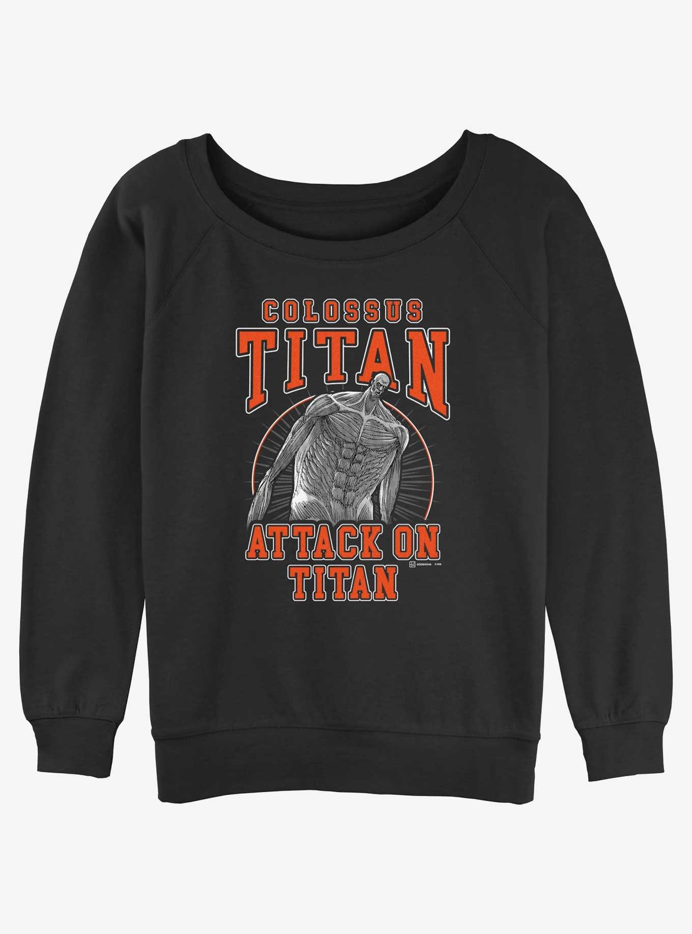 Attack on Titan Colossus Titan Jersey Girls Slouchy Sweatshirt, BLACK, hi-res