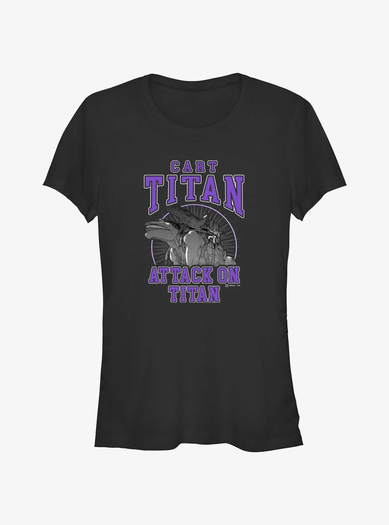 Attack on Titan Cart Titan Jersey Girls T-Shirt, BLACK, hi-res