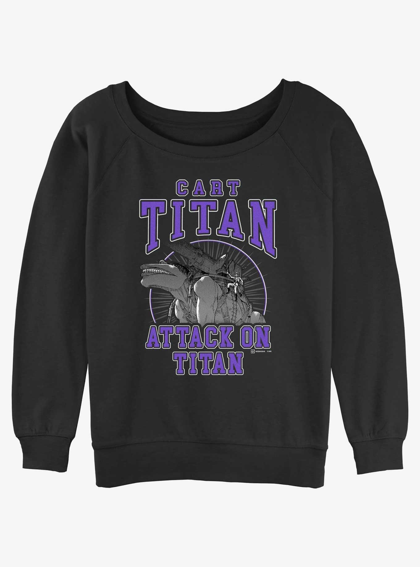 Attack on Titan Cart Titan Jersey Girls Slouchy Sweatshirt, BLACK, hi-res