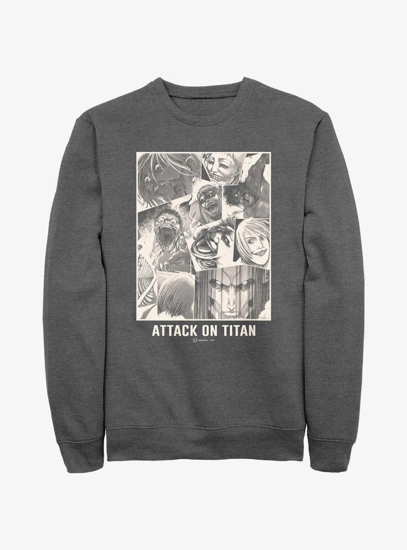Attack on Titan Titan Collage Sweatshirt, CHAR HTR, hi-res
