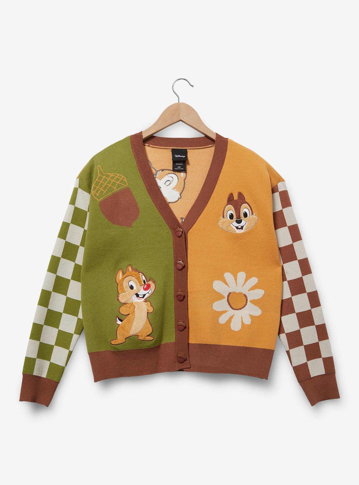 Disney Chip & Dale Acorn Embroidered Cropped Cardigan — BoxLunch Exclusive, MULTI, hi-res