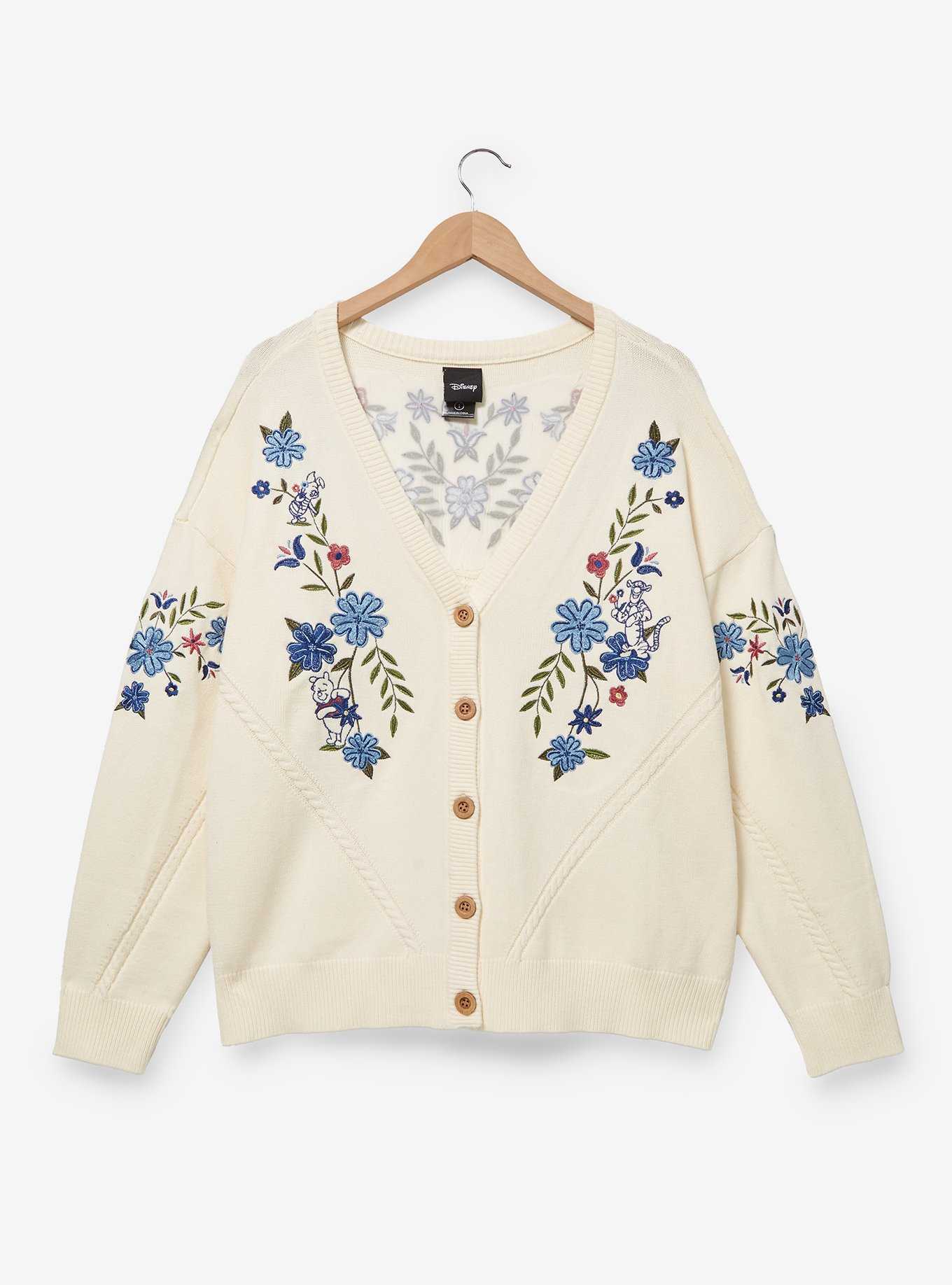 Disney Winnie the Pooh Floral Characters Women's Plus Size Cardigan - BoxLunch Exclusive, , hi-res
