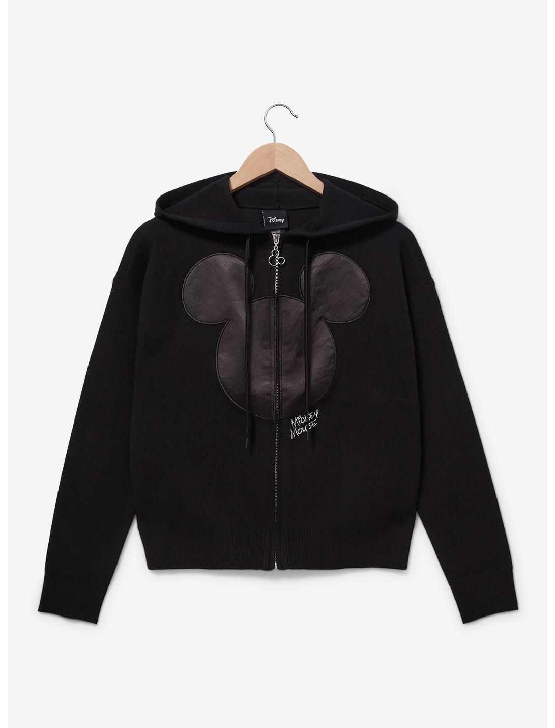 Disney Mickey Mouse Ears Women's Knit Zip Hoodie — BoxLunch Exclusive, BLACK, hi-res