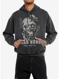 Thorn & Fable™ Fear None Glitter Skull Hoodie, GREY, hi-res