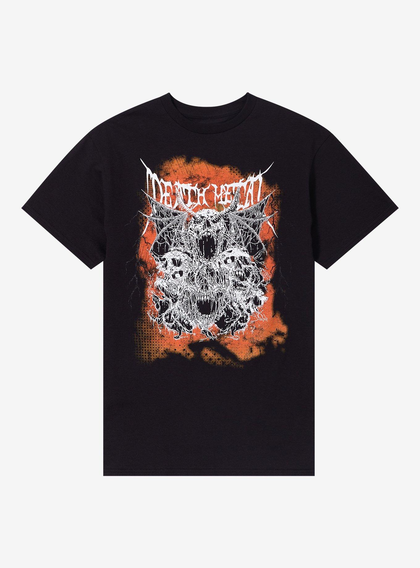 Death Metal Dripping Skulls T-Shirt, BLACK, hi-res