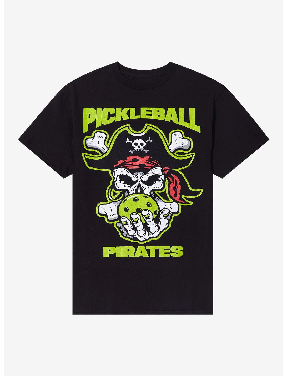 Pickleball Pirates Skull T-Shirt, BLACK, hi-res