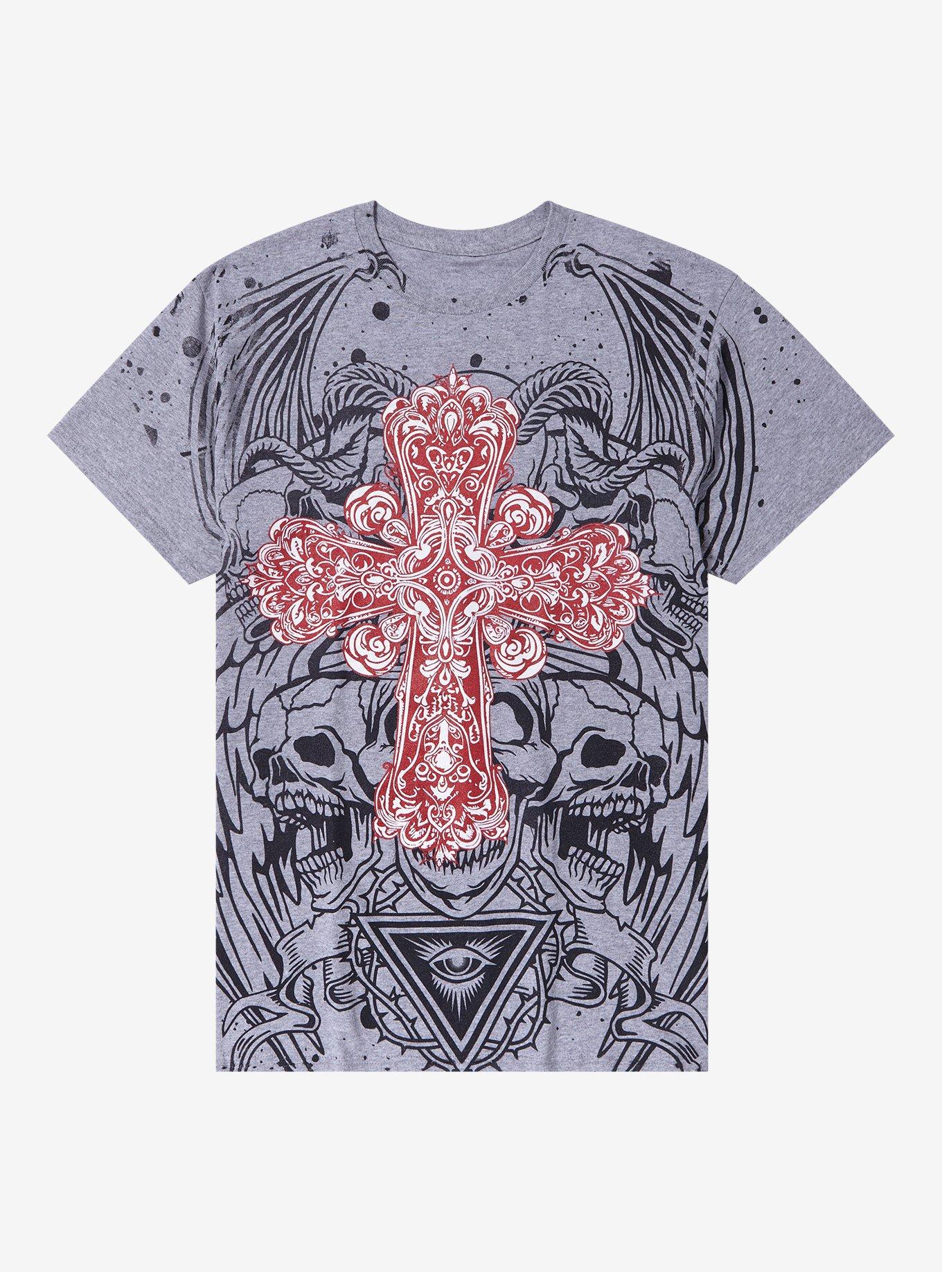 Ornate Cross Skull Demon T-Shirt