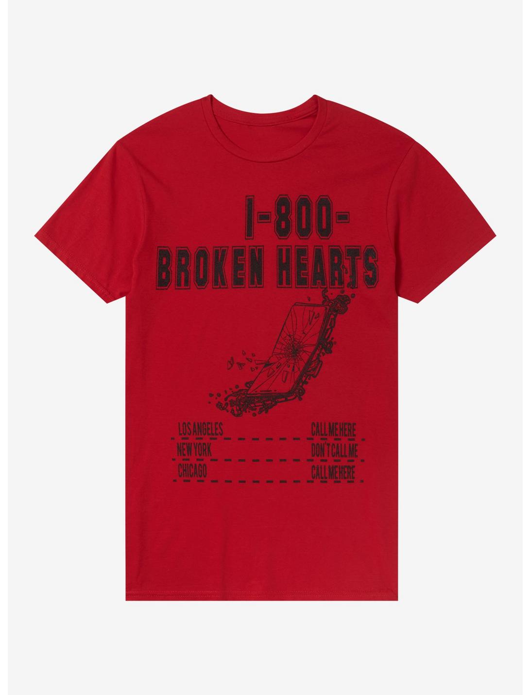 1-800-Broken Hearts T-Shirt, RED, hi-res