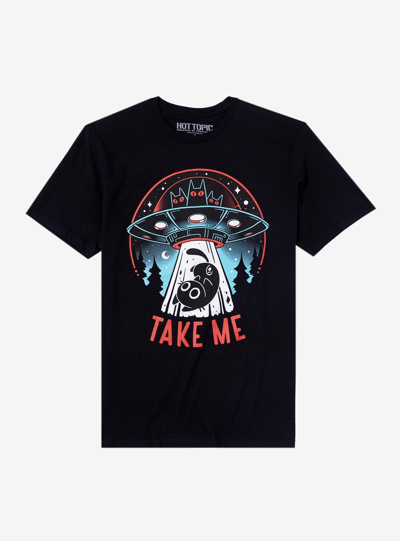 Cat UFO T-Shirt By Snouleaf, BLACK, hi-res