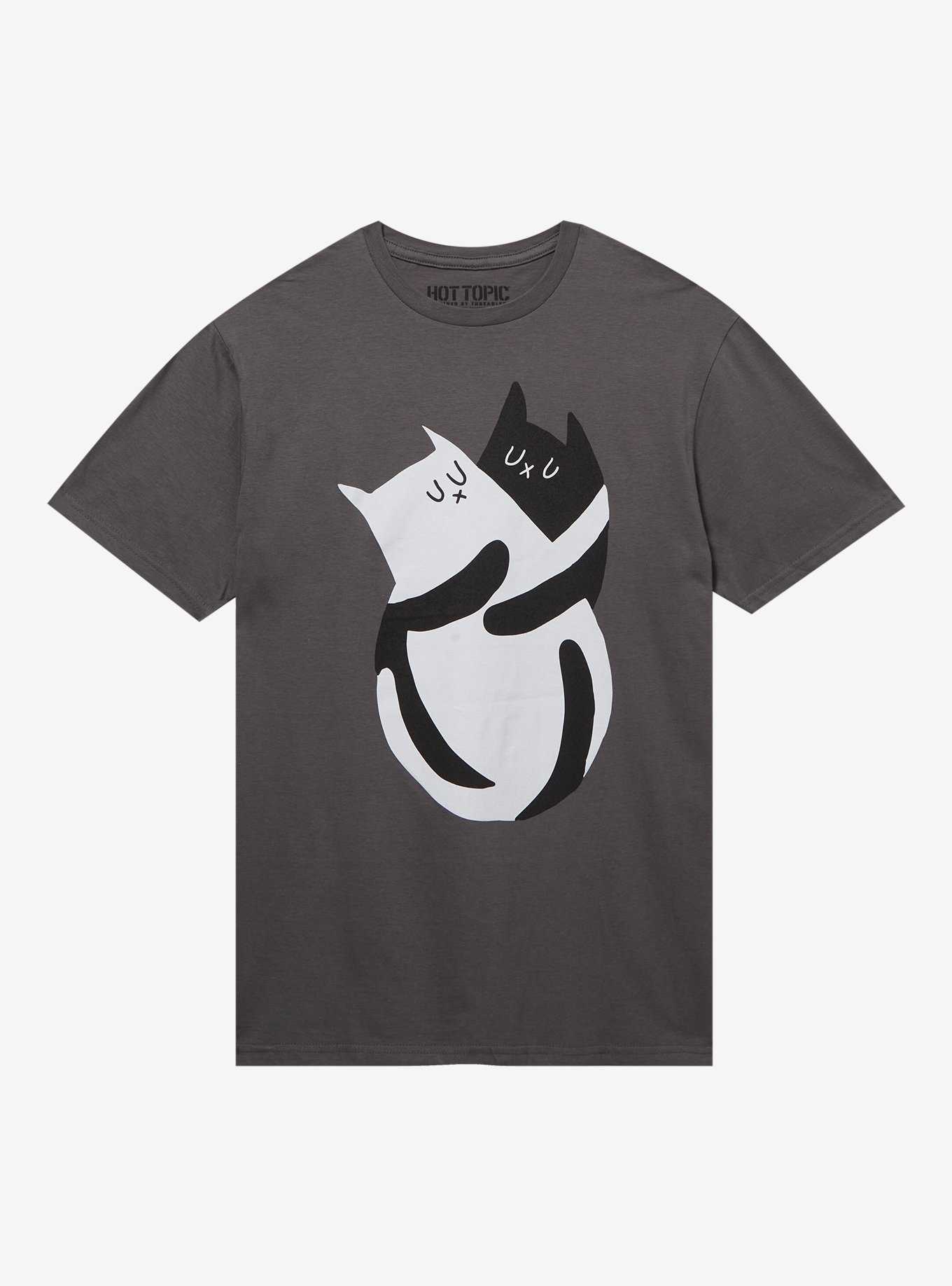 Black & White Cat Hug T-Shirt By LemonYeti, , hi-res