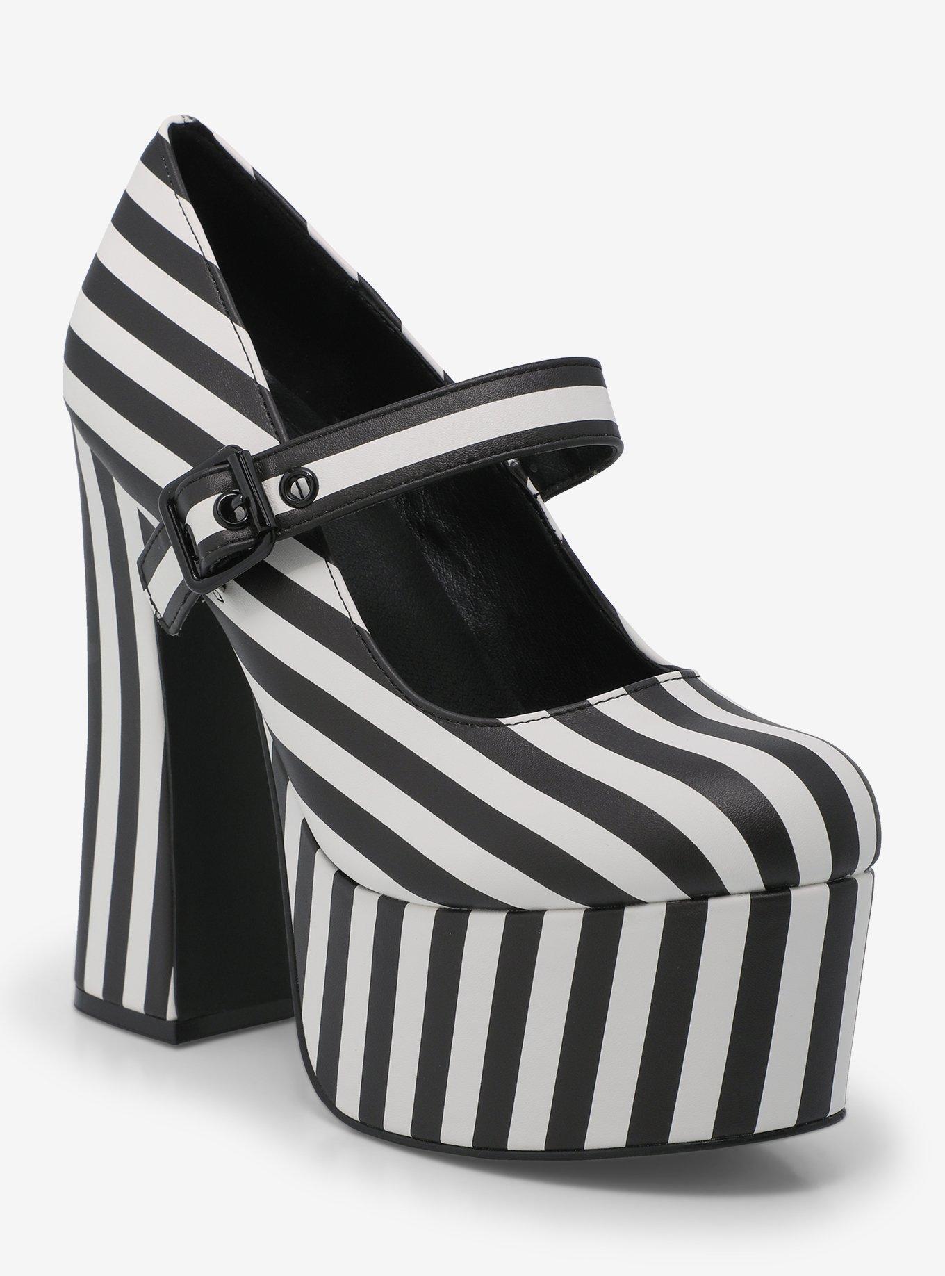 Black and white striped heels online