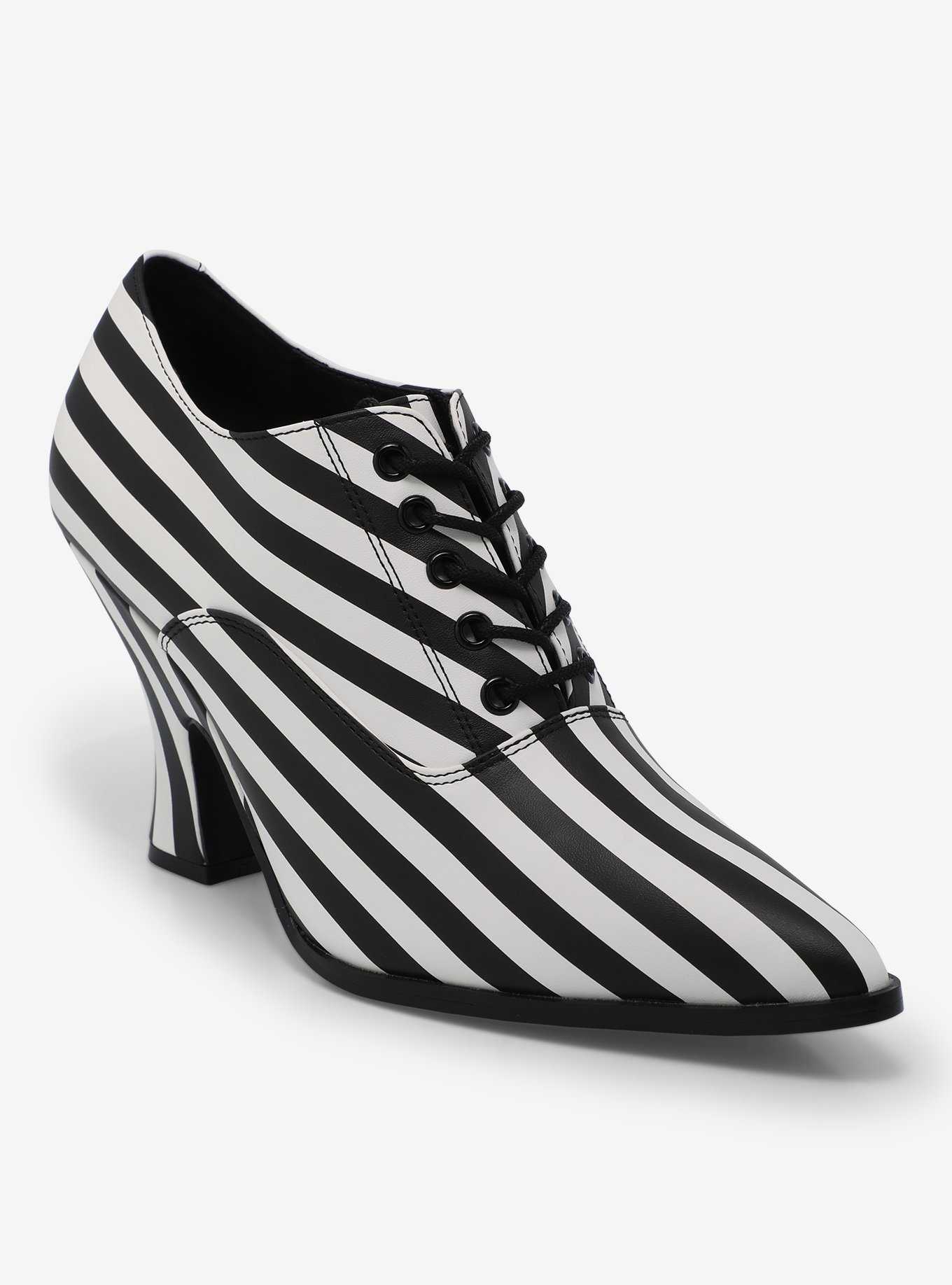 Strange Cvlt Black & White Stripe Victoria Heels, , hi-res