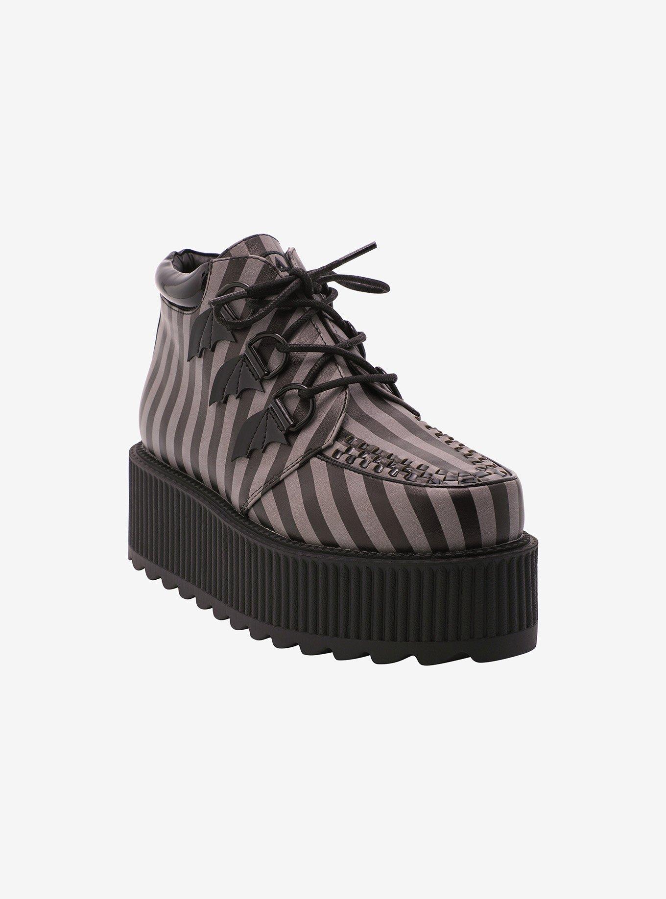 Strange Cvlt Black & Grey Stripe Super Kreep Platform Creepers